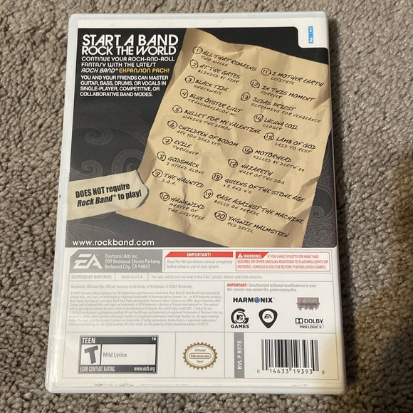 Rock Band Metal Track Pack Nintendo Wii Authentic Case, Disc and Booklet - Picture 2 of 6